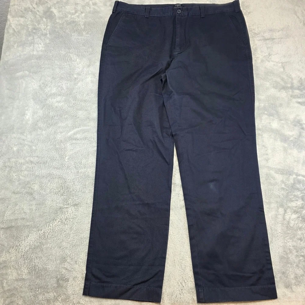 J.Crew Mens 38x32 Navy‎ Blue The Bleecker Chino Pants 100% Cotton Straight Leg